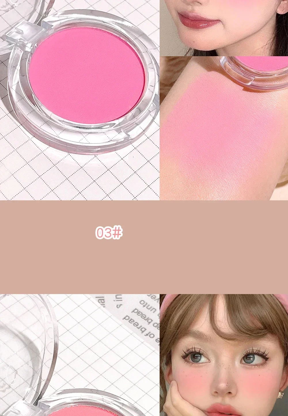 Monochrome Rouge-Palette, rosafarbenes, orangefarbenes, weiches Rouge-Puder, natürliche Wangenfarbe, Gesichts-Make-up, matte Rouge-Contour-Schattenpalette für Mädchen – Detail 4