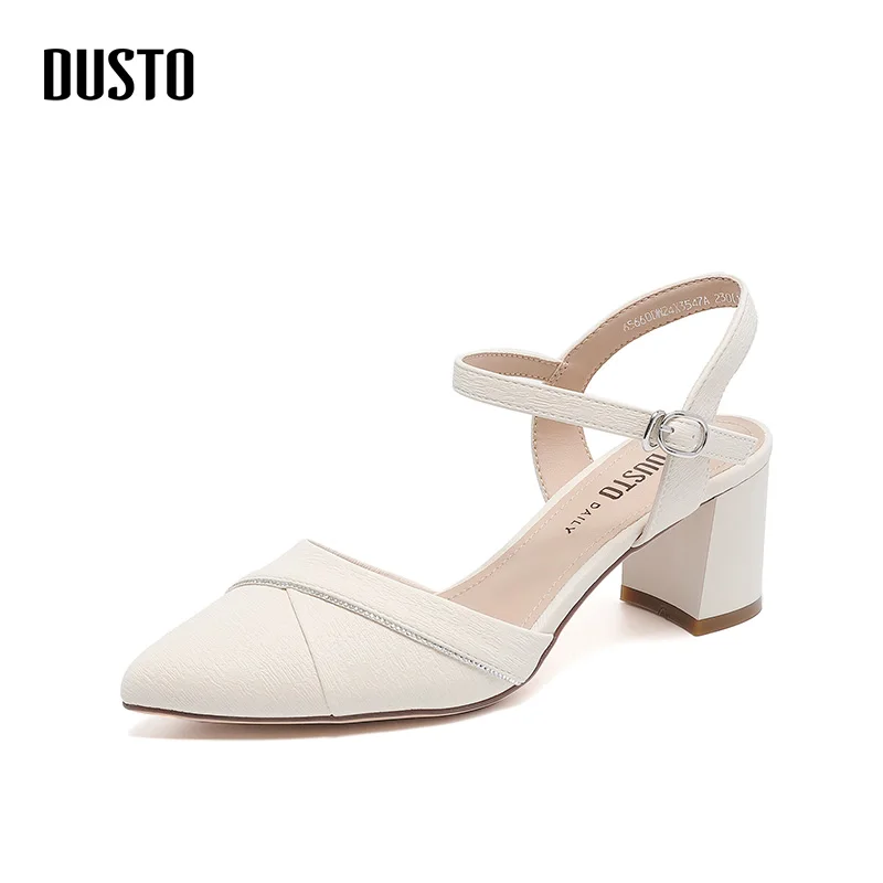 DUSTO backspace sandals women\'s shoes summer new elegant fashion block heel straight buckle pointed toe