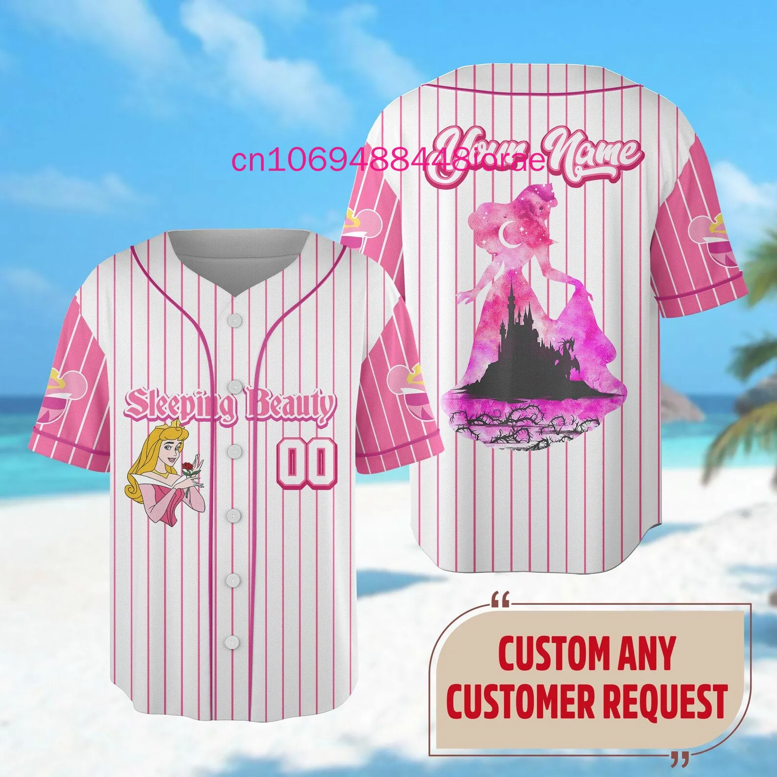 New Free Custom Disney Aurora Princess baseball jersey Streetwear FashionSummer Men's And Women's Short Sleeve Baseball shirt