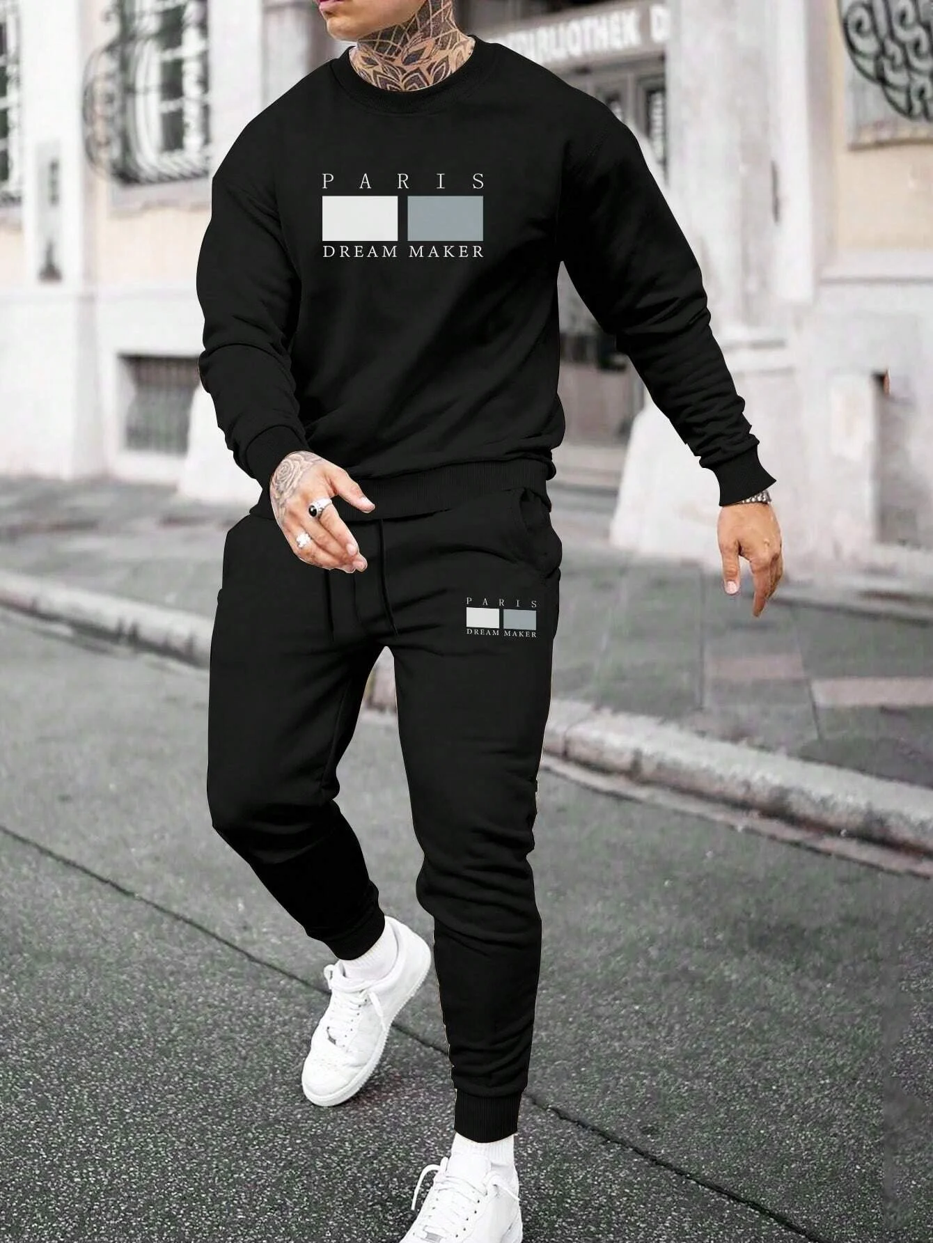 Men\'s Autumn Winter Sweater Set With Plush Fashion Casual Men\'s Loose Breathable Pullovers Brand Hoody