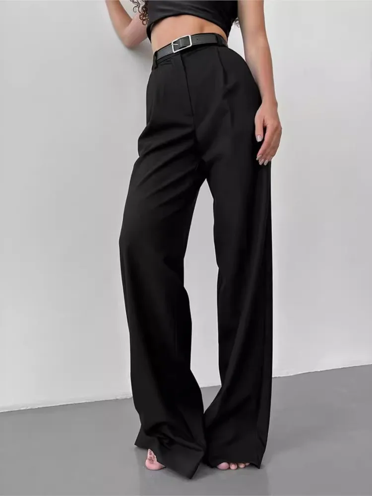 Spring Summer Street Trend Style High-waisted Trousers Women's Comfortable Casual Versatile Commuting Loose Straight Trousers