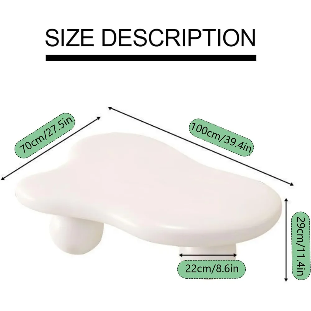 Modern Coffee Table Cloud Shape Low Coffee Table Cartoon Irregular Indoor Tea Table with 3 Ball Leg for Living Room Bedroom