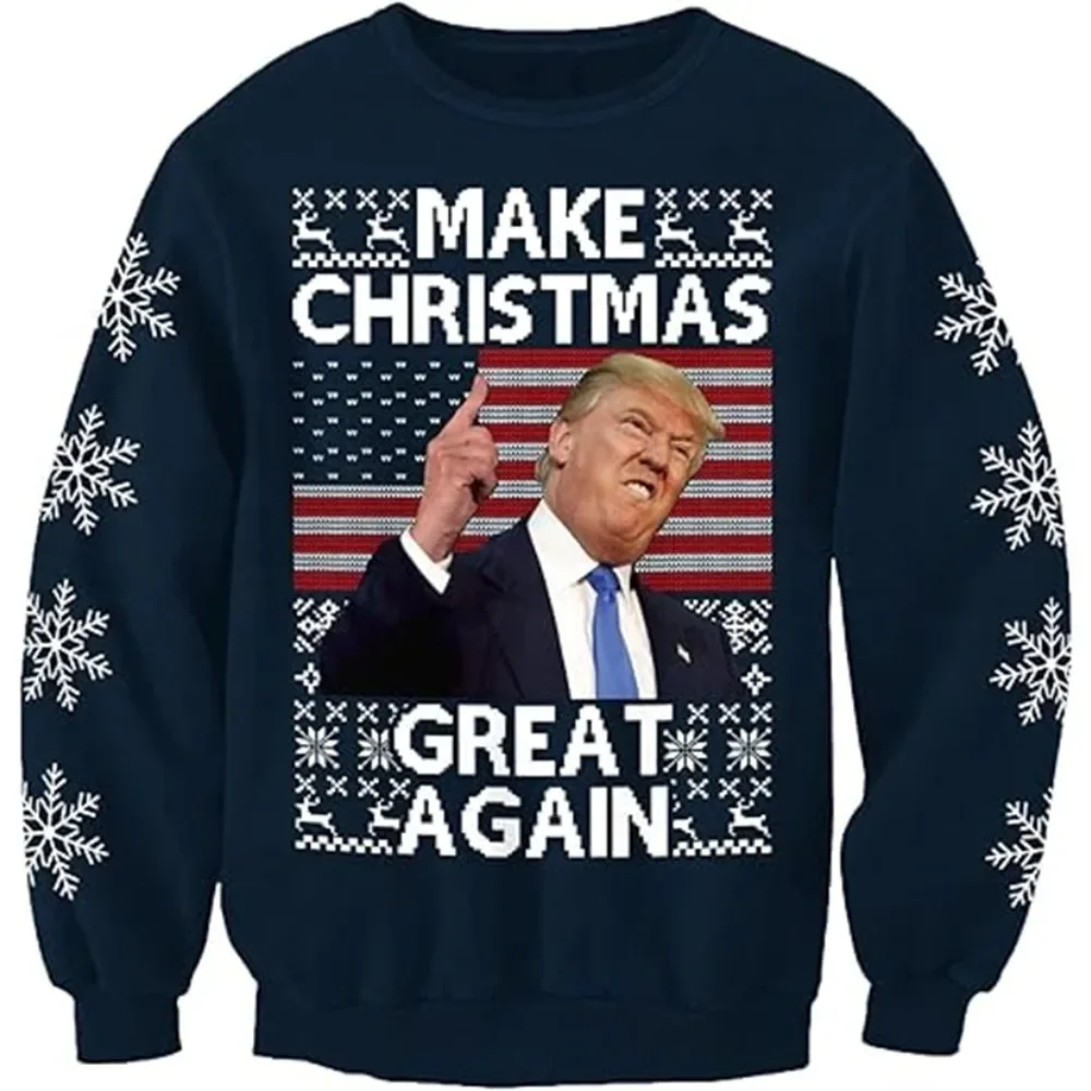 3D Printed Donald Trump Christmas Sweatshirt Fashion New Unisex Sweater America Men Pullover Ugly Xmas Pullover Female Male Tops