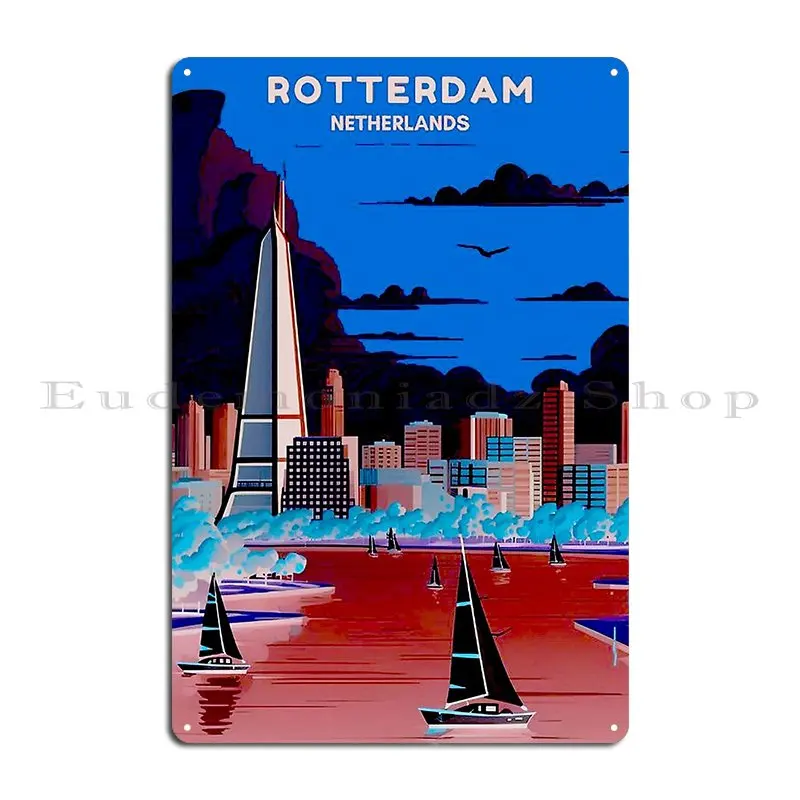 Rotterdam Netherlands Vintage Abstract Travel And Tourism Advertising Print Metal Plaque Printing Wall Decor Home Cinema