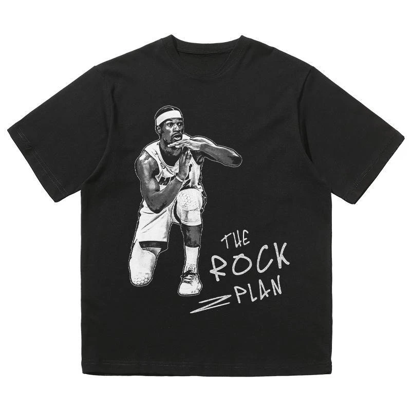 

Jimmy Butler Print, Rock Project Short-Sleeve T-Shirt -Heavyweight Cotton American-Style Basketball Tee, Unisex