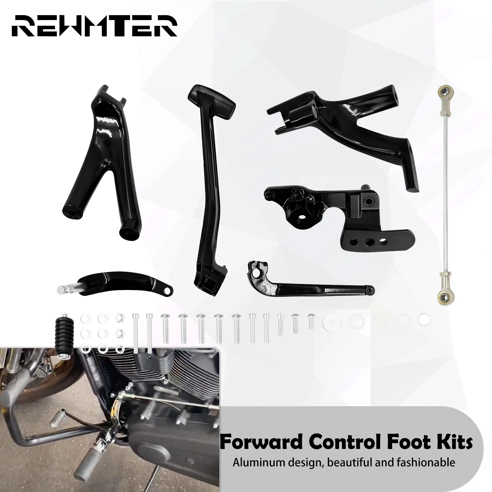 Motorcycle Forward Control Foot Peg Kits Footpegs Foot Rest Billet Aluminum For Harley Softail Low Rider Street Bob 18-24 Black