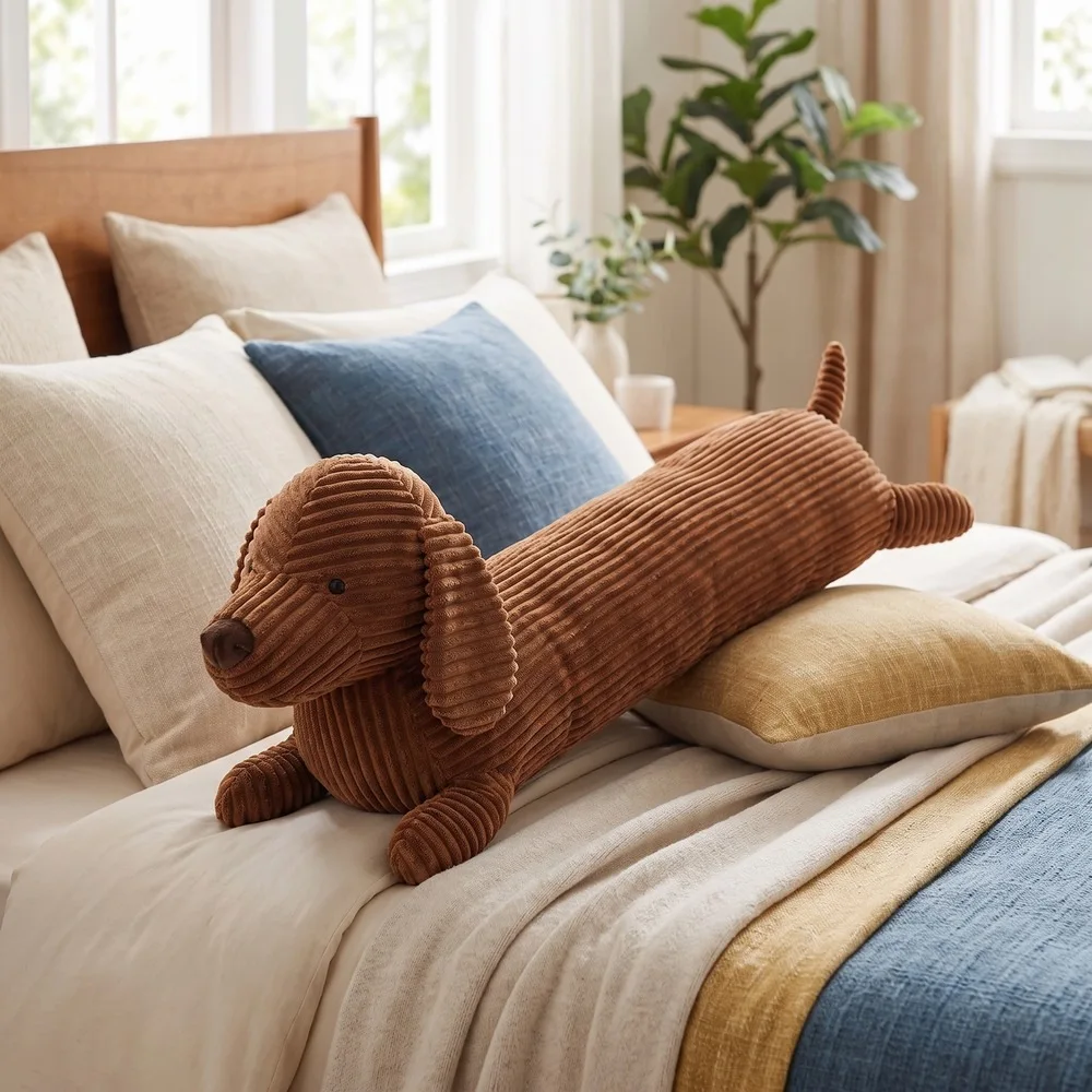 Sausage Dog Body Pillow Long Dachshund Sleeping Back Cushion Dog Decorative Body Pillow Stuffed Doll Living Room Decoration