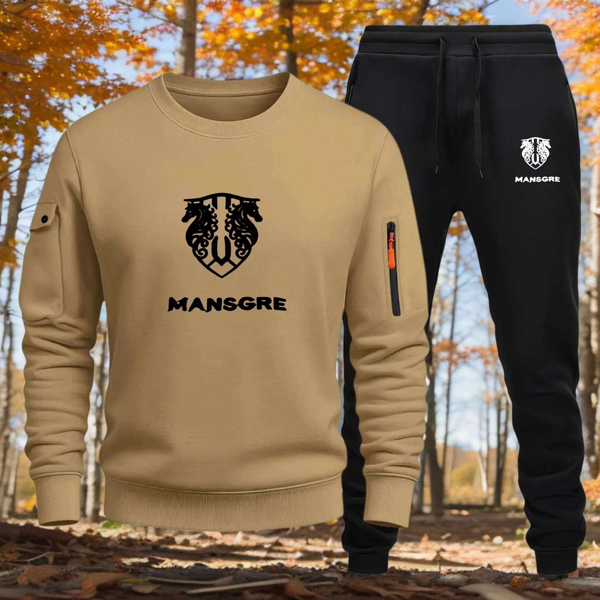 Mens Sweatshirt Sweatpants Autumn Winter Casual Sporty Jogger Set 2026 Urban Fashion Street Style Hoodie Sportswear