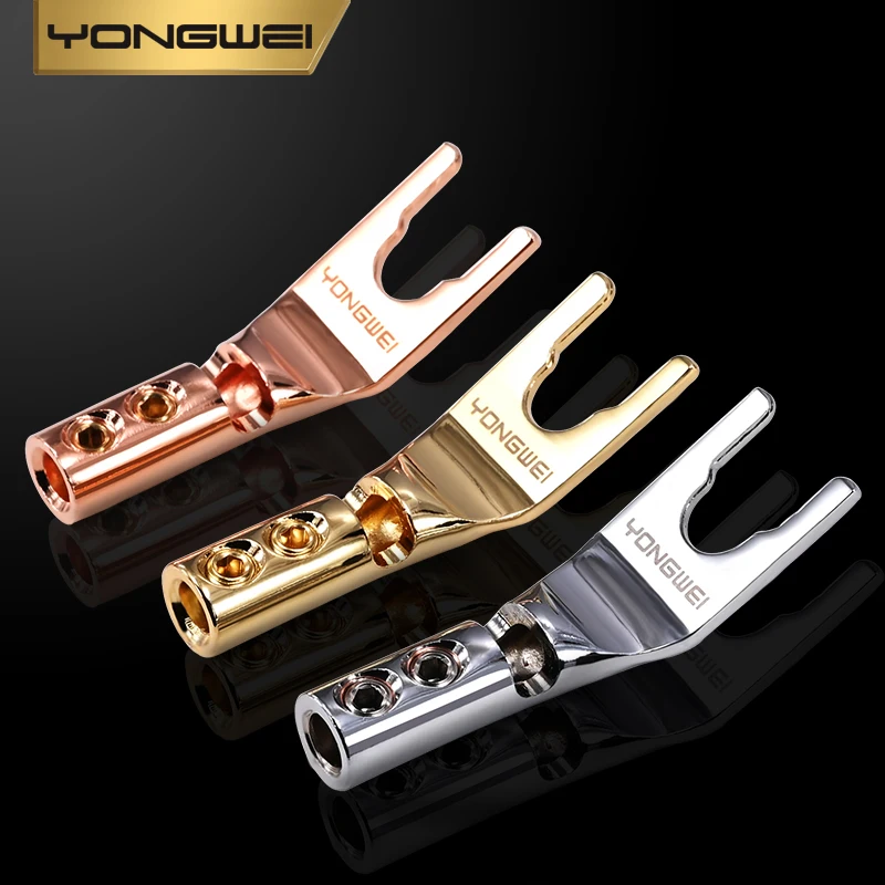 YONGWEI النحاس Y-التوصيل مطلي بالذهب مطلي بالذهب U-موصل المتكلم مكبر الصوت كابل الصوت لحام Y-التوصيل #5