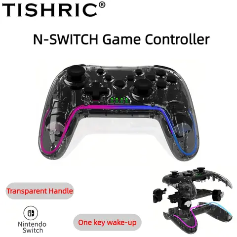 Xbox/Switch용 TISHRIC 무선 블루투스 게임 컨트롤러-6축 진동, 투명 검정색 Goku 디자인, 할로윈 선물