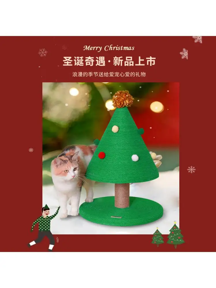 Cat Climbing Frame Sisal Non-dandruff Scratching Post, Vertical Cat Scratching Board, Funny Toy, DIY Christmas Tree