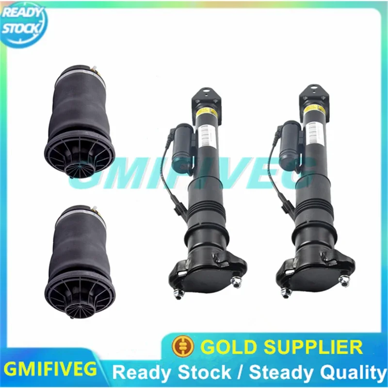 2 Sets of Rear Air Suspension Shock with ADS + Air Spring Bag for Mercedes Benz GL ML Class X164 W164 A1643202031 A1643200725