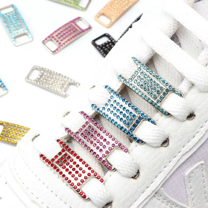 1Pair Colorful Diamond Shoe Charms AF1 Laces Buckle Quality Metal Shoelaces Decorations Chapa Fashion Sneaker Shoes Accessories