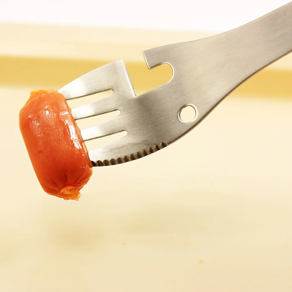 

2pcs Stainless Steel Utensil Set Lightweight Rustproof Multifunction Camping Spork Fork Spoon Knife Combo Outdoor Flatware For