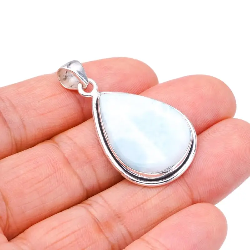 StarGems® Natural Larimar Handmade 925 Sterling Silver Pendant 1.5