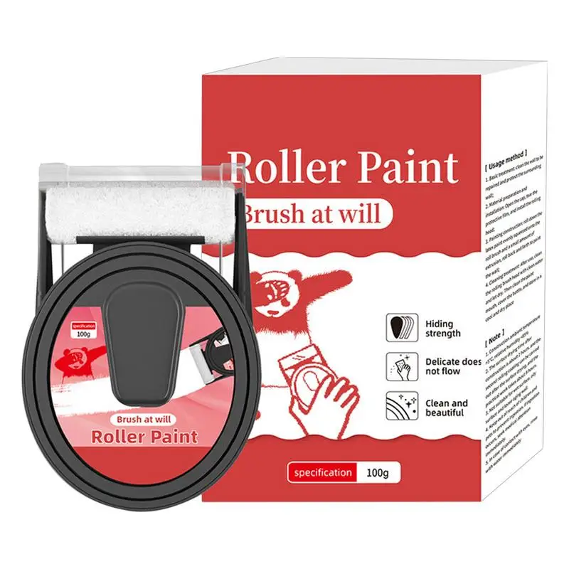 

Wall Repair Roller 2 In 1 Spackle Wall Repair High Coverage White Paint Touchup 100g Portable Water-Based Latex Paint Remove