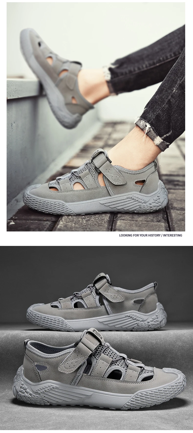 Große Sandalen für Herren, neues Sommermodell, trendig, vielseitig einsetzbar, lässige Sportsandalen, bequeme Sandalen mit weicher Sohle und hohlem Design für den Strand. – Detail 15
