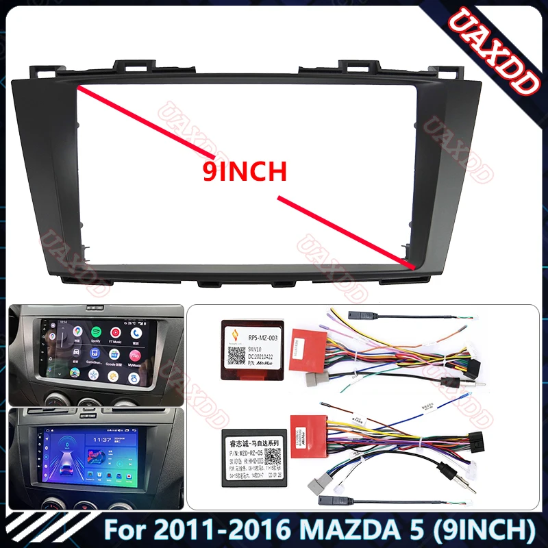 For 2011-2016 MAZDA 5 9INCH Car Radio Android Stereo audio screen multimedia video player navigation cables Harness frame