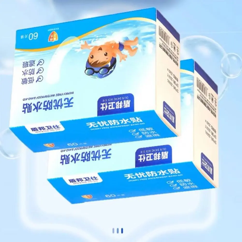 

60 листов водонепроницаемая повязка 2026 самоклеящаяся повязка для плавания, душа, водонепроницаемая нашивка, прозрачная повязка на рану