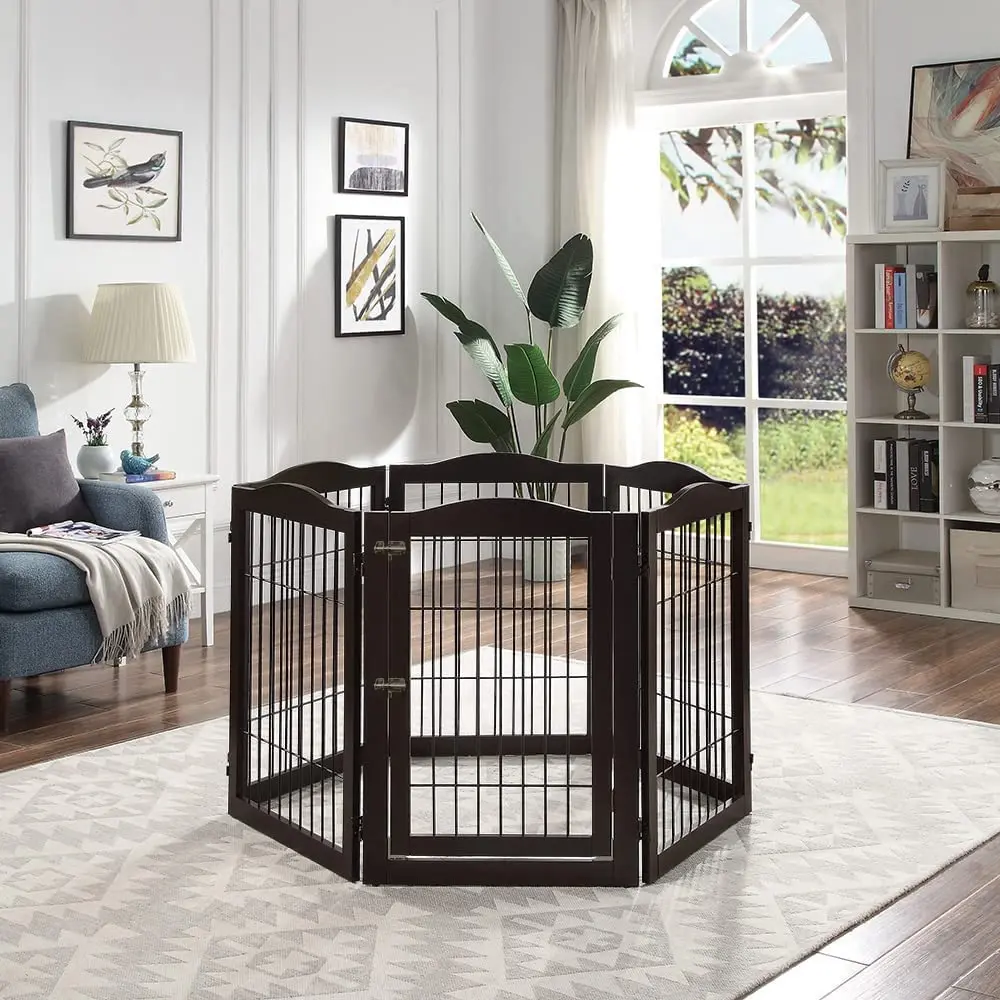 31.5 inch 6 Panels Extra Wide Safe Fencing Portable Freestanding Walk Through Dog Gate