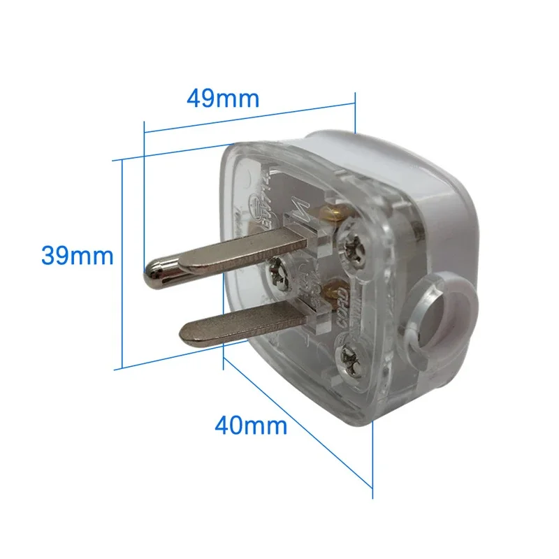 1PCS White America Ground 3 Pole Male US Wiring Plug Type B Power Strip Connector Japan Rewirable Cable Convert Plug 10A 250V
