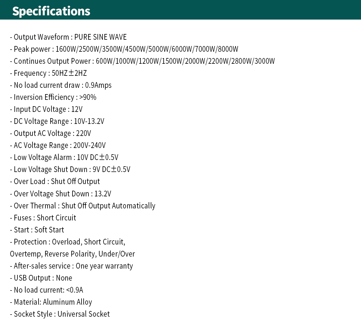 Wechselrichter reine Sinuswelle 2500 W/3500 W/4500 W/5000 WDC 12 V/24 V zu AC 220 V 230 V Spannungsübertragungskonverter Ladeadapter EU-Buchse – Detail 18