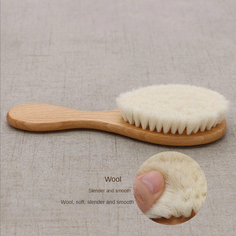 Soft Baby Wood Brush Set Newborn Baby Stuff Natural Wool Comb Infant Hair Brush Head Massager Portable Kid Baby Bath Accessories