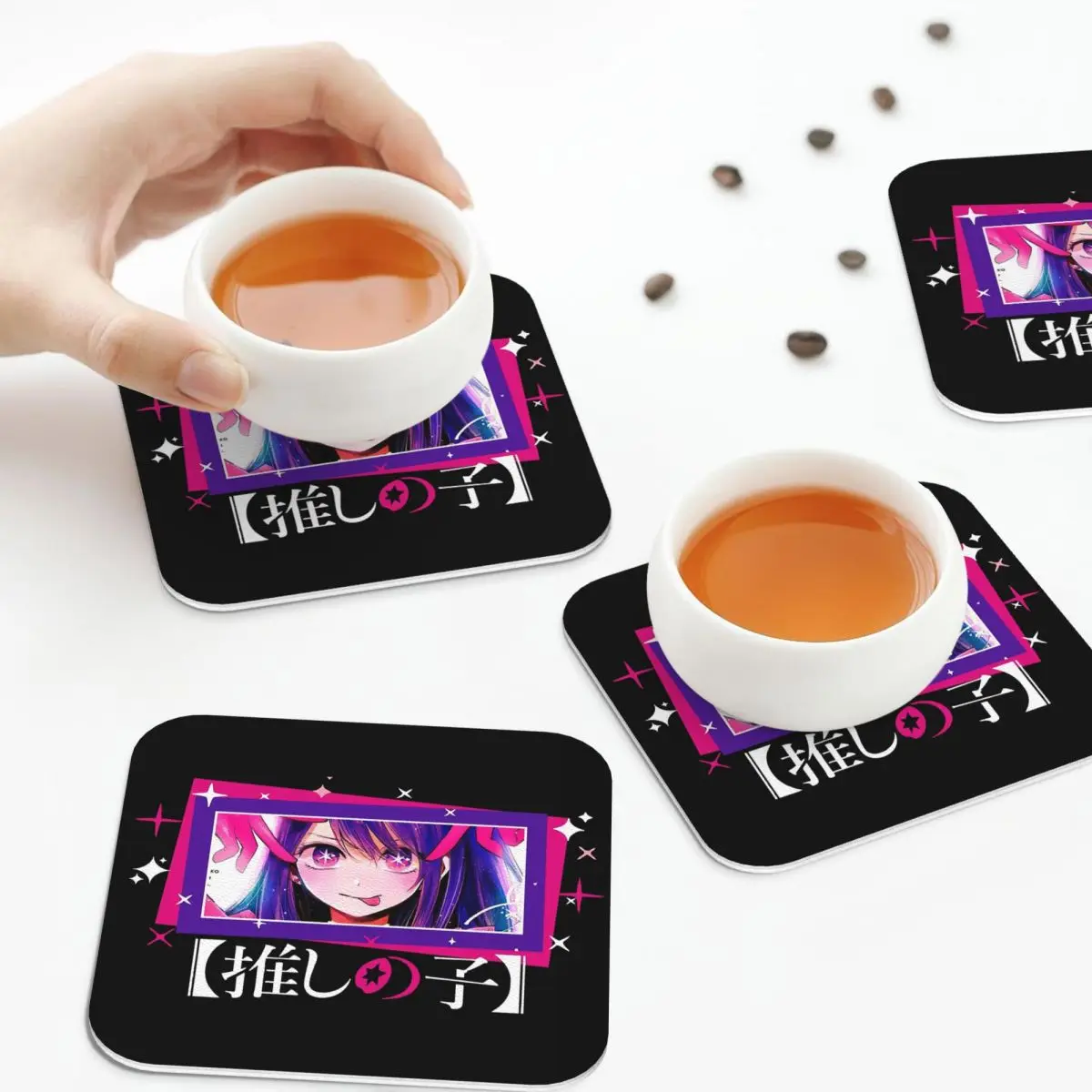 

Ai Hoshino B4 подставки в стиле аниме кожаные салфетки изоляционные кофейные коврики для дома и кухни обеденные подушечки набор из 4 шт.