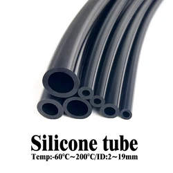 1Meter -60 ~200 DegrHeat Resistant I.D 2~19mm Black Flexible Silica Gel Pipe Aquarium Air Pump Soft Rubber Silicone Hose