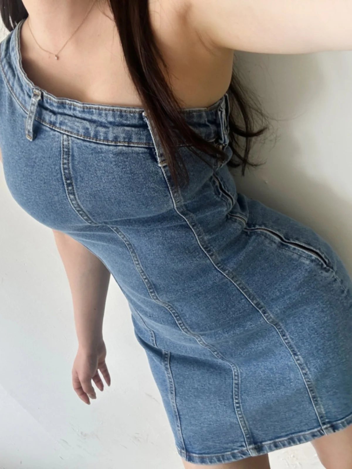 2024年夏 レディース デニム スリムフィット ショートスカートワンピース アシンメトリー ハイウエスト セクシー ラップアラウンド 高品質 通勤スタイル