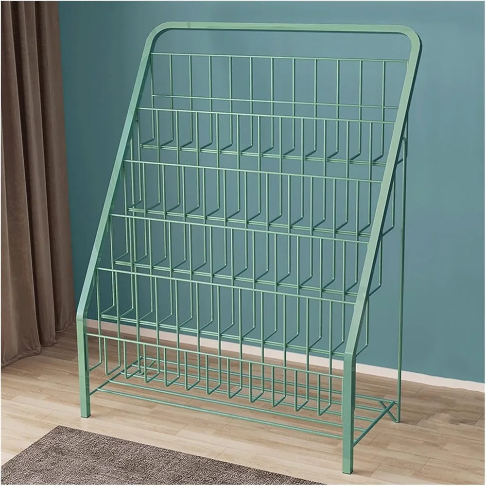 Magazine Rack Newspaper Storage & Iron Floor Magazine Rack Simple Multifunctional Home Bedroom Bookshelf Storage Rack