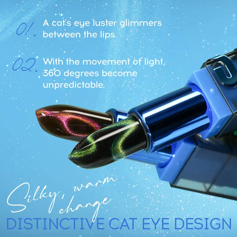MLSMILE Set di rossetti Cat Eye Mille colori Shimmer Tazza antiaderente Balsamo per labbra che cambia colore 4 pezzi