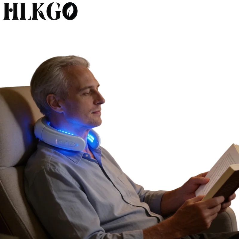 

Cordless Heated Neck Massager, 650nm Laser and Red Blue Light Therapy for Joint & Muscle Stiffness