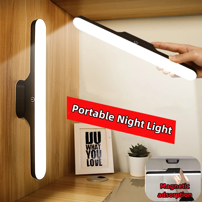 LED Night Light Desk Lamp Hanging Magnetic Table Lamp Chargeable Stepless Dimming Cabinet Light For Closet Wardrobe Wall Lamp