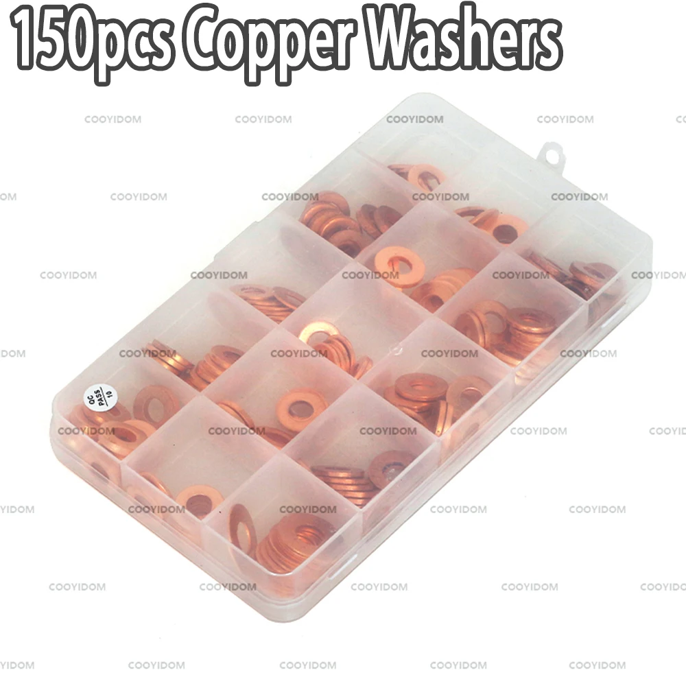 150pcs Car Universal Accessories Copper Washers Gasket Diesel Assortment Set Common Rail Injector Repair Kits For Car