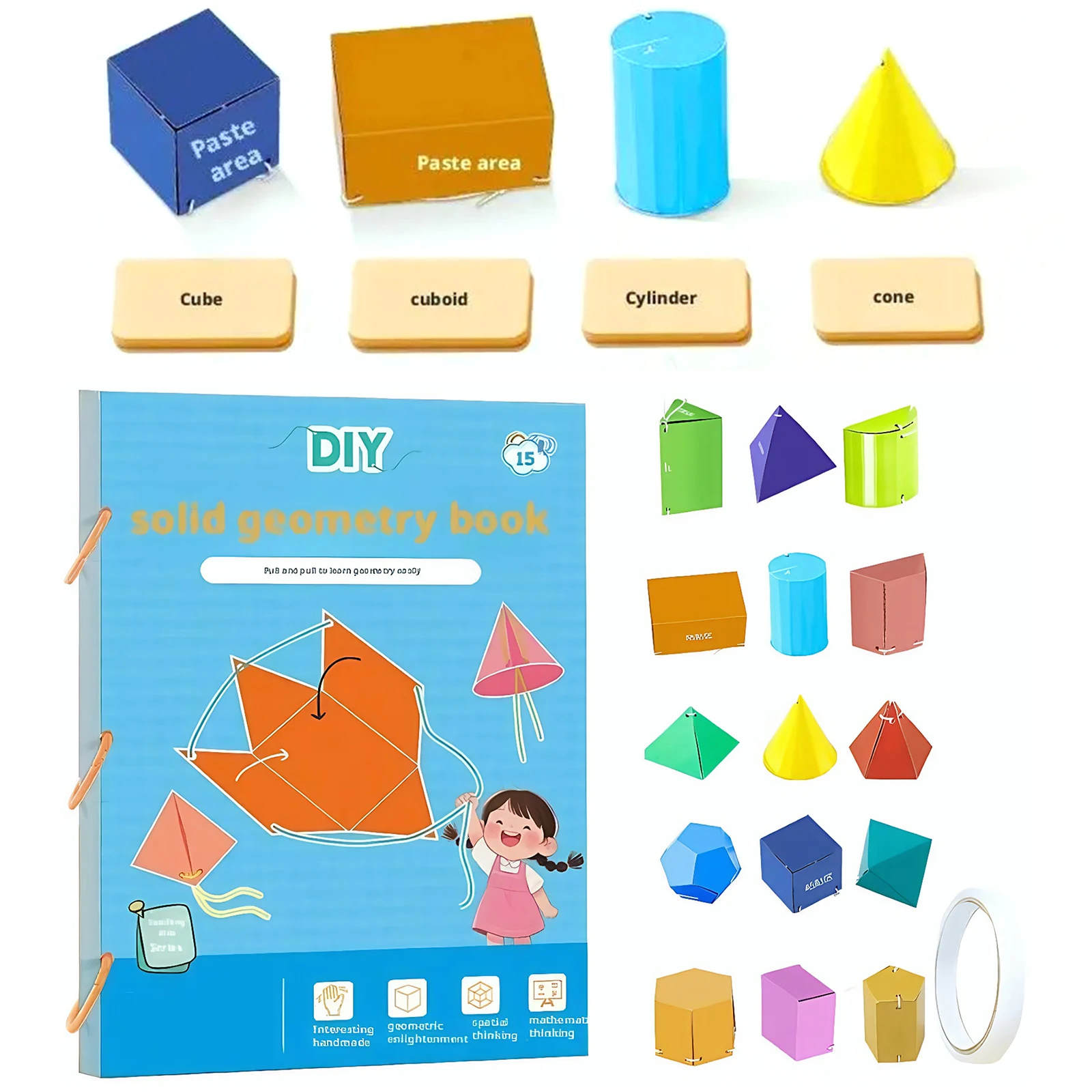 

Учебная книга по геометрическим мышлению с геометрической формой. Книга по геометрической модели с шнуром. Подарок для мальчиков и девочек.