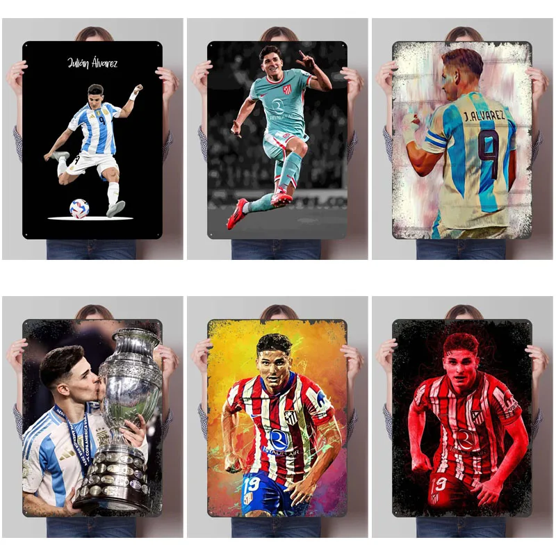 Julian Alvarez ATLETICO MADRID Poster Soccer Sports Metal Signs Room Decorations Custom Tinplate Sign for Wall Art Decoration