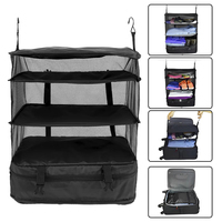 3-Layer Foldable Hanging Travel Organizer – Multi-Functional Storage Bag for Clothes & Toiletries