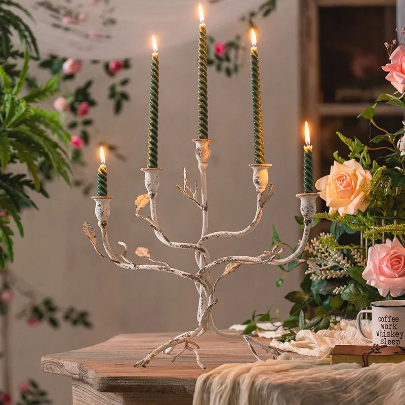 French retro candle holder tree branch shape candle holder romantic candlelight dinner candle holder  cup ornament