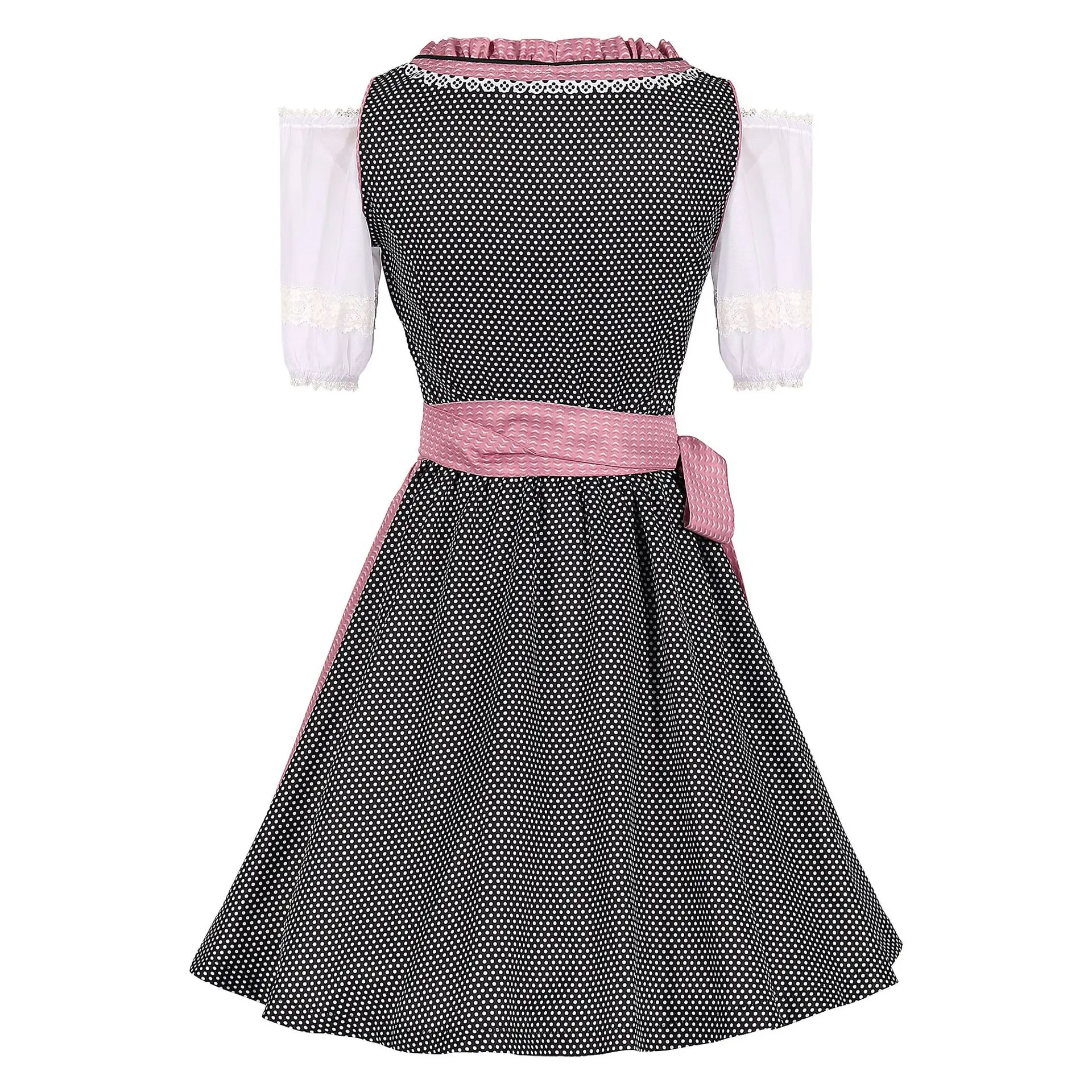 Red German Oktoberfest Traditional Dress Girl Dirndl Dress Off-Shoulder Beer Maid Costume Halloween Carnival Cosplay Party Dress