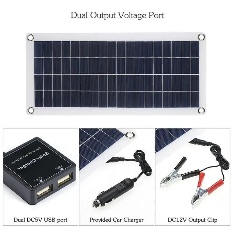 لوحة طاقة شمسية 60 واط 12 فولت DualUSB إخراج الخلايا الشمسية بولي لوحة طاقة شمسية 20/30/40/50/60A تحكم لسيارة يخت بطارية قارب شاحن #3