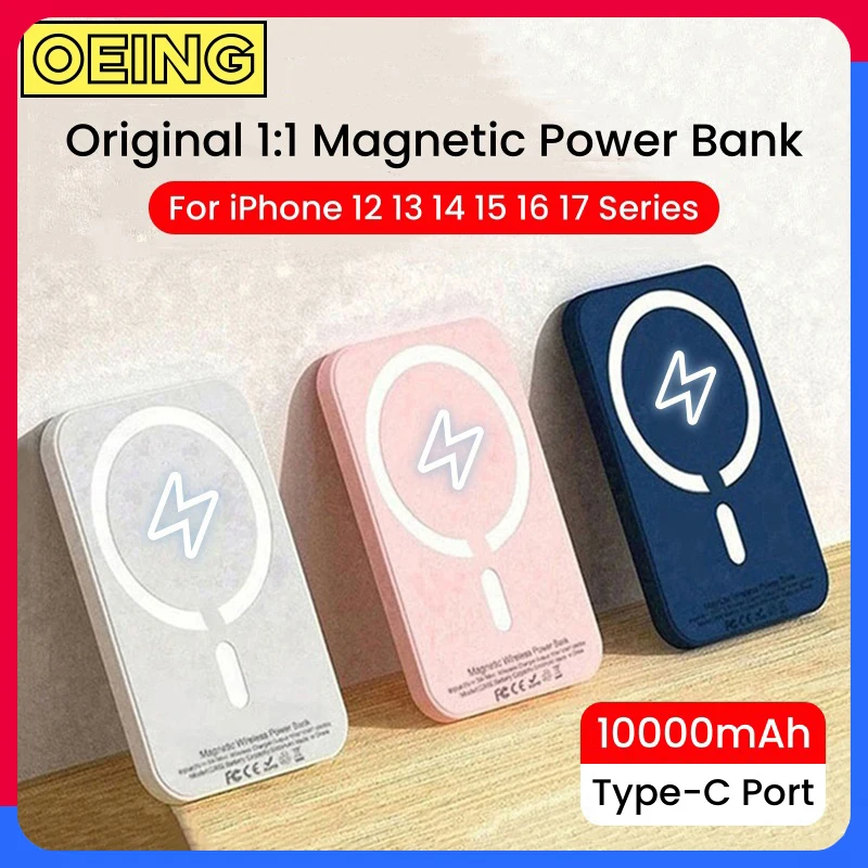 

Magnetic Powerbank Type-C Port For Apple External Auxiliary Battery Pack Portable Wireless Charger For iPhone Magsafe Power Bank