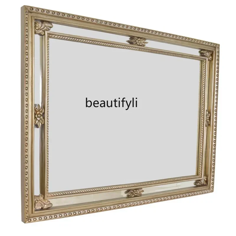 

Decorative makeup mirror luxury portable bedroom wooden mirror beauty salon frame wall hanging
