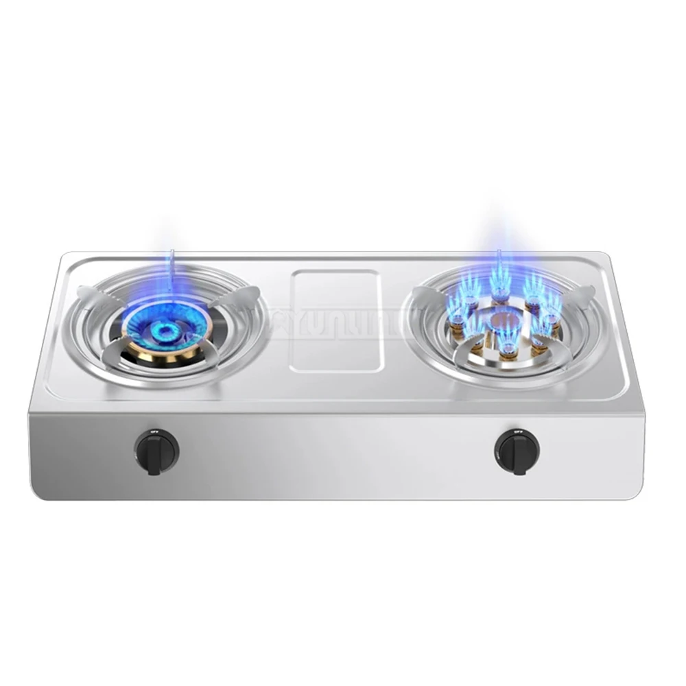家庭用ステンレス製ガスコンロ 5.2kw デュアルバーナー 省エネ キッチン用調理レンジ