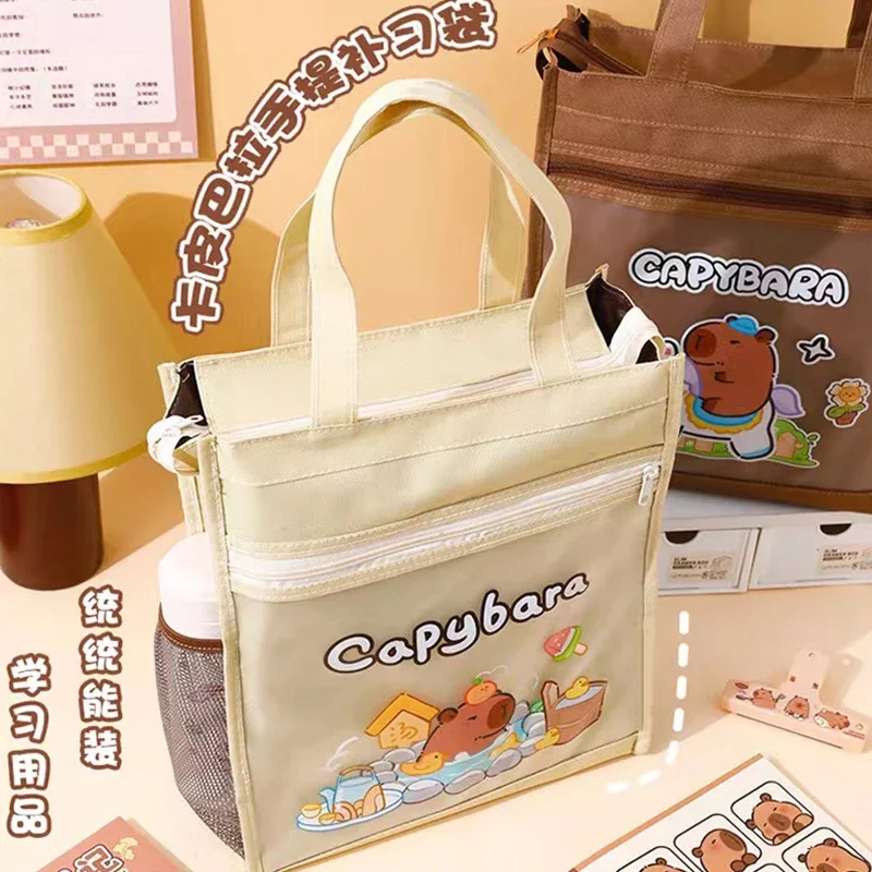 Cartoon Capybara Tier Tragbare Datei Handtasche Große Kapazität Student Buch Test Papier Schreibwaren Tutorial Lagerung Geburtstag Geschenk