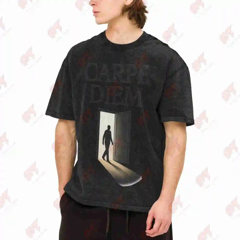 Carpe Diem Greek Key Vintage Washed Tee Pure Cotton T-Shirt