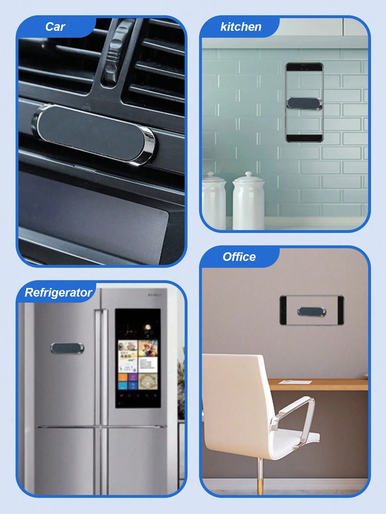 حامل هاتف مغناطيسي للوحة القيادة المعدنية - شريط لاصق مرن وسطح سيليكون ناعم غير قابل للانزلاق، حماية من الخدوش 0.3 مم، Stro