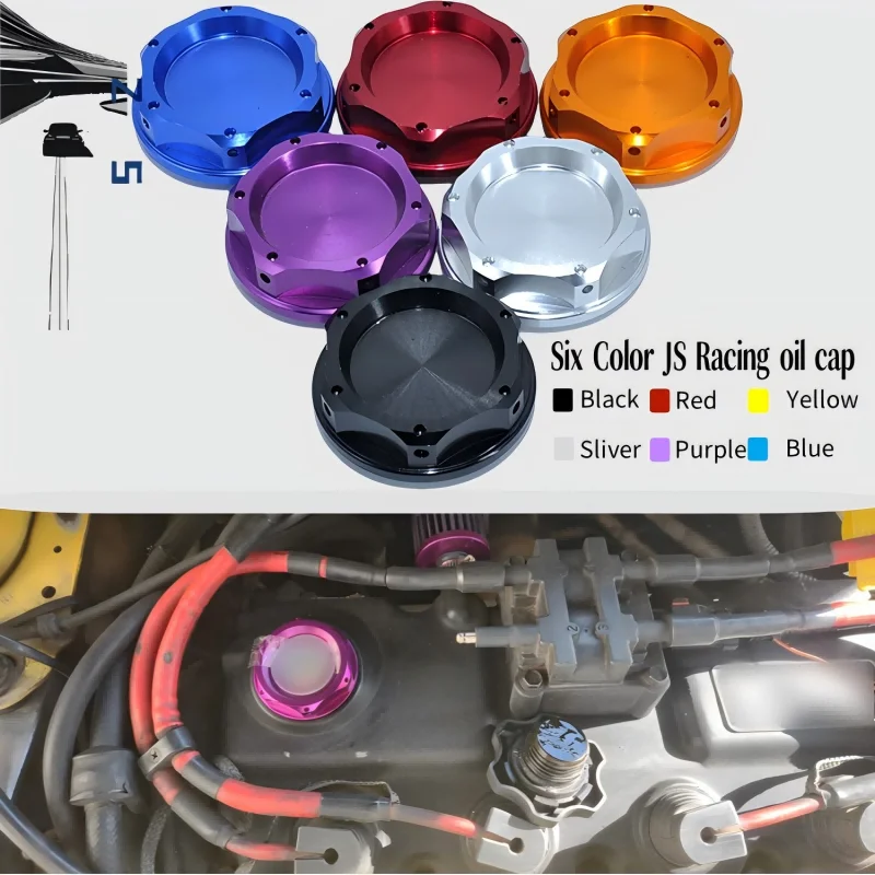 

JS Racing Oil Cap Car Accessories Multicolor Honda Fuel Tank Cap Auto Replacement Parts Engine Oil Cover Exterior Automobiles