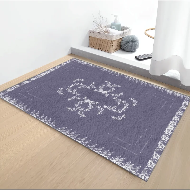 

Classical Purple Print Bathroom Mat Anti Slip and Water Absorption Bath Mats Large Area Rug for Bathroom Entrance Custom Carpet