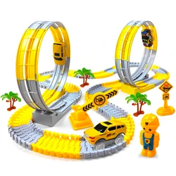 DIY Car Race Magic Rail Track Brain Game Flexible Curved Creates Vehicles Toys Colored Railroad for Child's Gifts